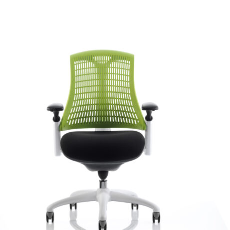 Flex Medium Back White Frame Task Operator Office Chair with Arms