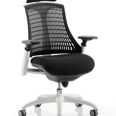 Flex Medium Back White Frame Task Operator Office Chair with Arms