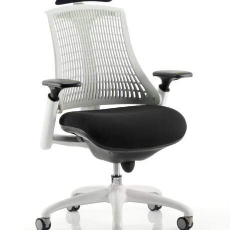Flex Medium Back White Frame Task Operator Office Chair with Arms