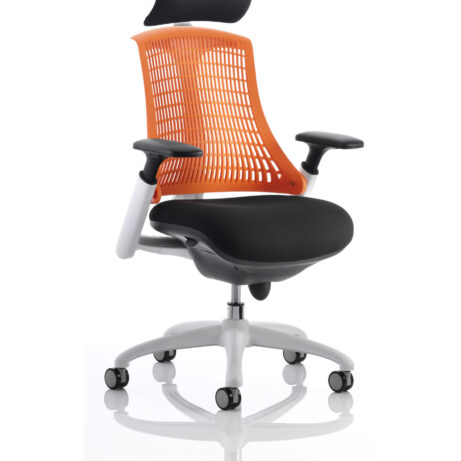Flex Medium Back White Frame Task Operator Office Chair with Arms