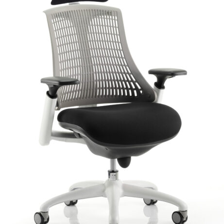 Flex Medium Back White Frame Task Operator Office Chair with Arms