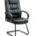 Moore Deluxe High Back Black Cantilever Visitor Chair with Arms in black leather upholstery.