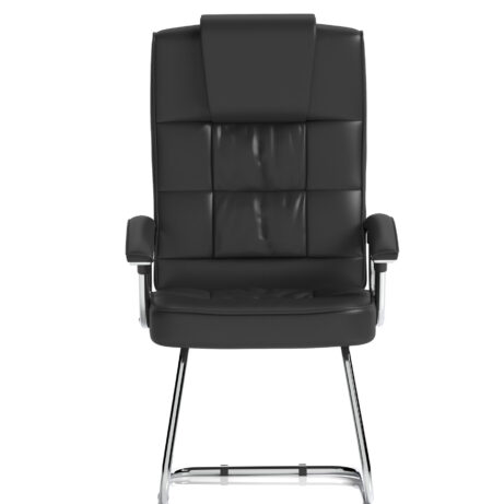 Moore Deluxe High Back Black Cantilever Visitor Chair with Arms on chrome base, featuring a padded, tall back and integrated arms.