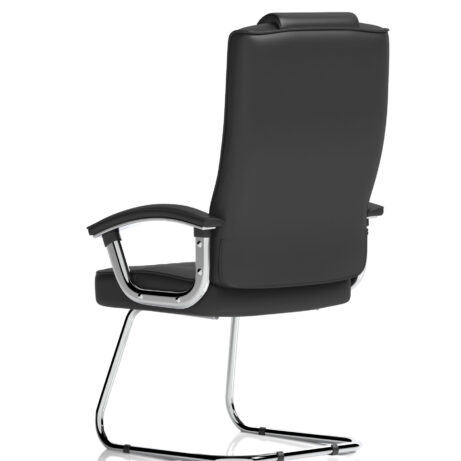 Moore Deluxe High Back Black Cantilever Visitor Chair with Arms, featuring a sleek chrome base and padded high-back design.