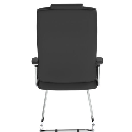 Moore Deluxe High Back Black Cantilever Visitor Chair with Arms on chrome base, featuring a tall padded back and integrated arms.