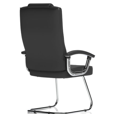Moore Deluxe High Back Black Cantilever Visitor Chair with Arms, chrome base, ideal for meetings and reception areas.