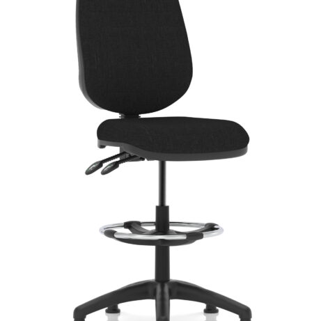 Eclipse Plus II Task Operator Chair in black fabric with matching back, featuring a hi-rise draughtsman kit.