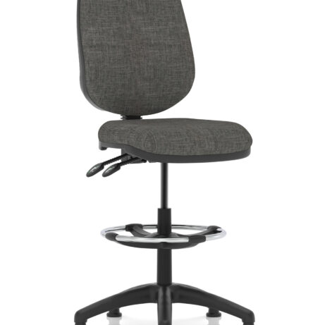 Eclipse Plus II Task Operator Chair in charcoal fabric with matching back, featuring a Hi Rise Draughtsman kit.