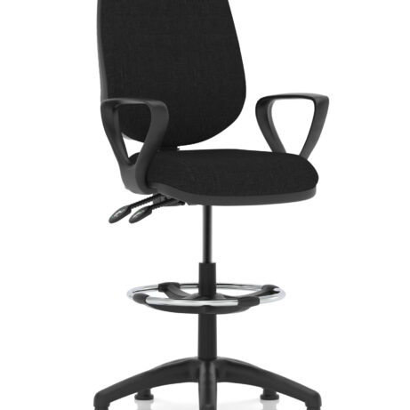 Eclipse Plus II Task Operator Office Chair in black fabric with matching back, featuring a hi rise draughtsman kit.