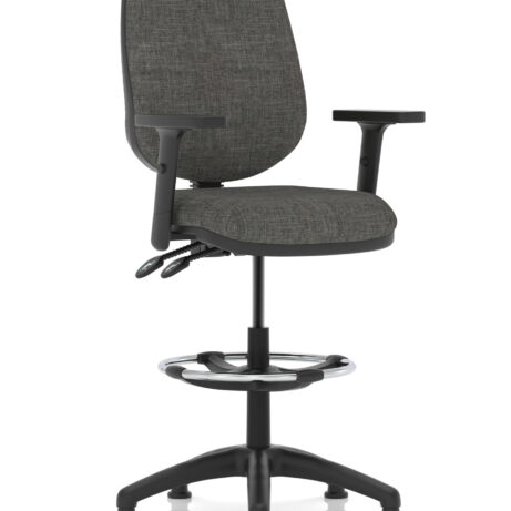 Eclipse Plus II Task Operator Chair in charcoal fabric with matching back, featuring a hi-rise draughtsman kit.