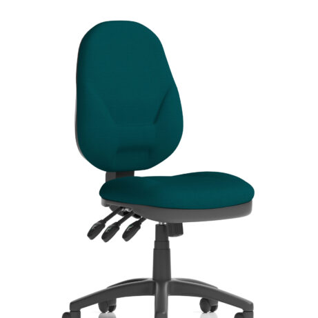 Eclipse Plus XL High Back Task Operator Chair in Bespoke Maringa Teal, without arms, featuring adjustable height and wheels.