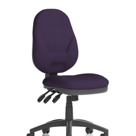 Eclipse Plus XL High Back Task Operator Chair in Bespoke Tansy Purple with no arms. Adjustable height and tilt.