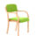 Madrid Wooden Frame Visitor Chair with arms in bespoke Myrrh Green upholstery and natural wood finish.