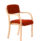Madrid Wooden Frame Visitor Chair with arms, bespoke Tabasco orange upholstery, featuring a light wood frame.