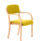 Madrid Wooden Frame Visitor Chair with Arms in Bespoke Senna Yellow upholstery and natural wooden frame.