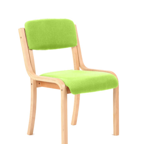 Madrid Wooden Frame Visitor Chair, bespoke Myrrh Green upholstery, armless design, showcasing a modern and minimalist style.