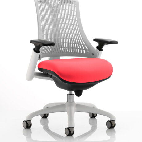 Flex Medium Back White Frame Task Operator Office Chair with Arms