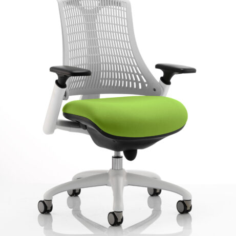 Flex Medium Back White Frame Task Operator Office Chair with Arms