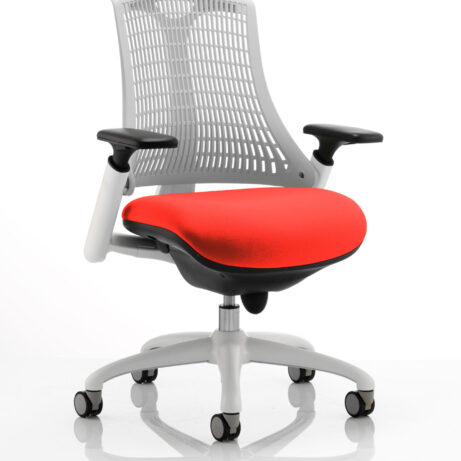 Flex Medium Back White Frame Task Operator Office Chair with Arms