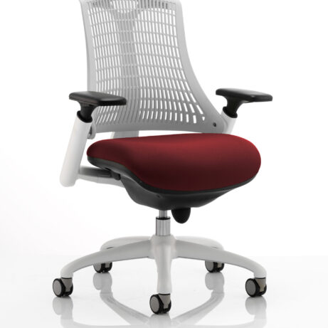 Flex Medium Back White Frame Task Operator Office Chair with Arms