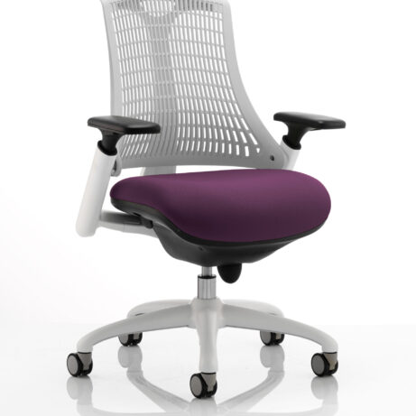 Flex Medium Back White Frame Task Operator Office Chair with Arms