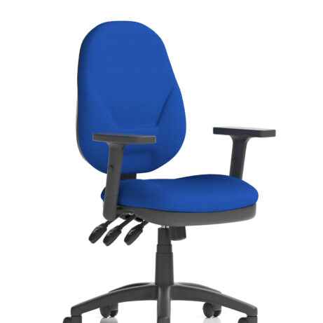 Eclipse Plus XL High Back Task Operator Office Chair, bespoke Stevia Blue, with height adjustable arms and black base.