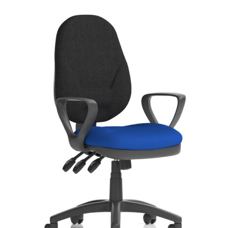 Eclipse Plus XL High Back Task Operator Chair with loop arms in bespoke Stevia Blue upholstery.