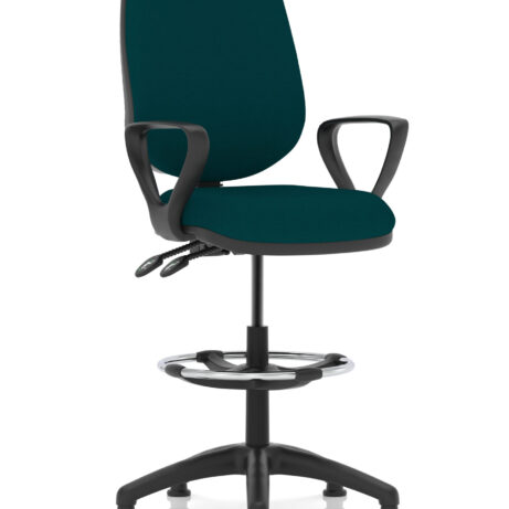 Eclipse Plus II Task Operator Office Chair in Bespoke Maringa Teal with Hi Rise Draughtsman Kit and matching back colour.
