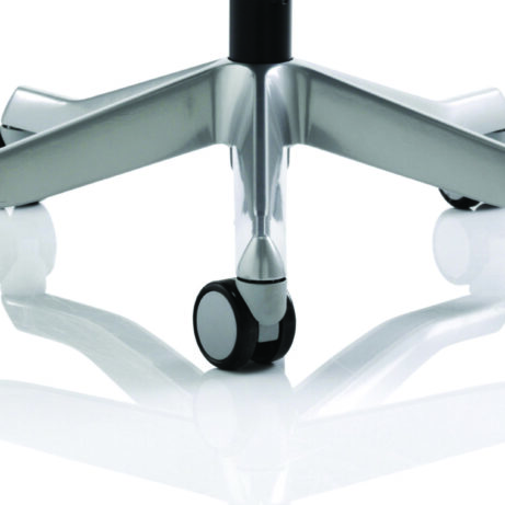 Zure High Back Black Shell Executive Office Chair base with chrome finish and five rolling castors for mobility.