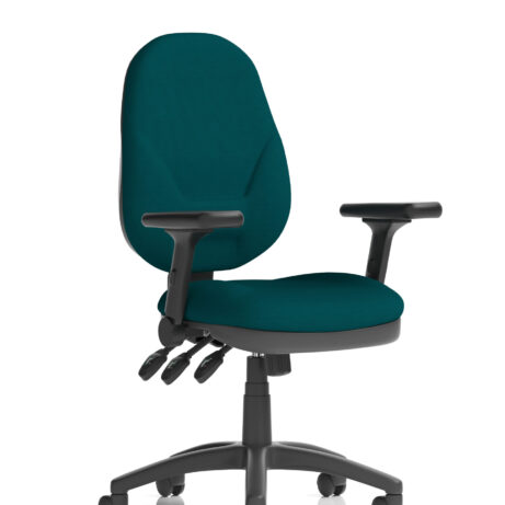 Eclipse Plus XL High Back Task Chair with adjustable folding arms in bespoke Maringa Teal fabric.