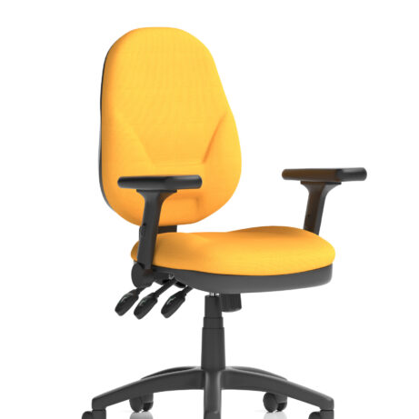Eclipse Plus XL High Back Task Operator Chair with height adjustable folding arms in Bespoke Senna Yellow.
