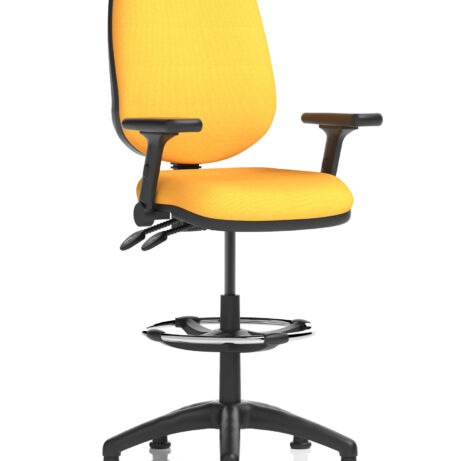 Eclipse Plus II Task Operator Chair in bespoke Senna Yellow with matching back, featuring a hi-rise draughtsman kit.