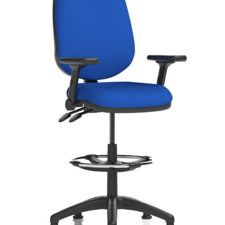 Eclipse Plus II Task Operator Office Chair in Bespoke Stevia Blue with matching back and hi rise draughtsman kit.