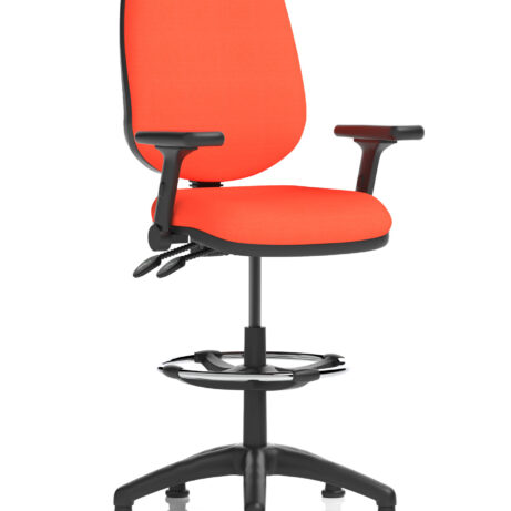 Eclipse Plus II Task Operator Chair in Bespoke Tabasco Orange with matching back and hi rise draughtsman kit.