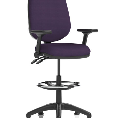 Eclipse Plus II Task Operator Chair in Bespoke Tansy Purple with matching back and hi-rise draughtsman kit.