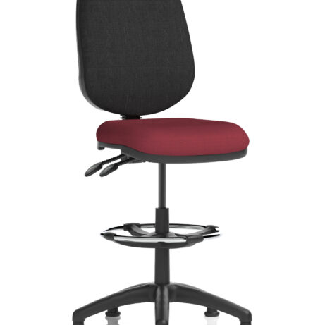 Eclipse Plus II Task Operator Office Chair in Bespoke Ginseng Chilli with black back and hi-rise draughtsman kit.