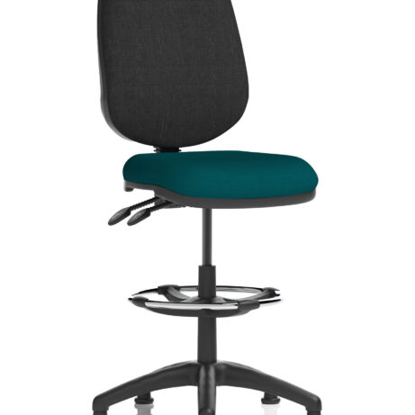 Eclipse Plus II Task Operator Office Chair in Bespoke Maringa Teal with Black back and Hi Rise Draughtsman Kit.