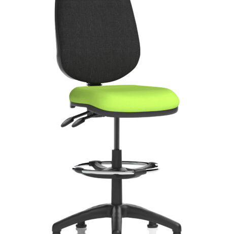 Eclipse Plus II Task Operator Office Chair in Bespoke Myrrh Green with black back and hi-rise draughtsman kit.