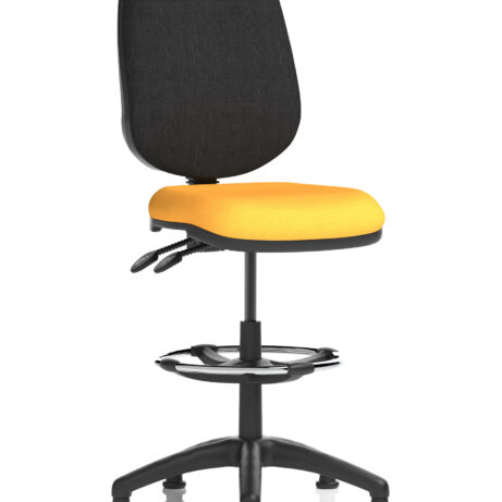 Eclipse Plus II Task Operator Office Chair in Bespoke Senna Yellow with black back and hi-rise draughtsman kit.