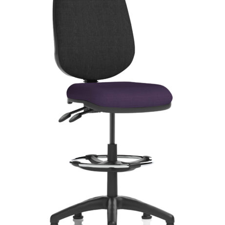 Eclipse Plus II Task Operator Office Chair in Bespoke Tansy Purple with Black back and Hi Rise Draughtsman Kit.