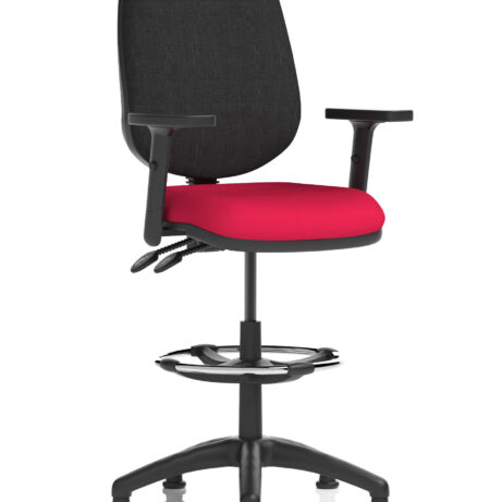Eclipse Plus II Task Operator Chair in Bespoke Bergamot Cherry with Black back and hi-rise draughtsman kit.