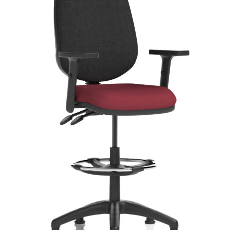 Eclipse Plus II Task Operator Chair in Bespoke Ginseng Chilli with black back and hi rise draughtsman kit.