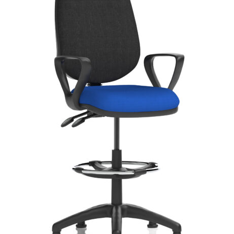 Eclipse Plus II Task Operator Chair in Bespoke Stevia Blue with black back and hi-rise draughtsman kit.