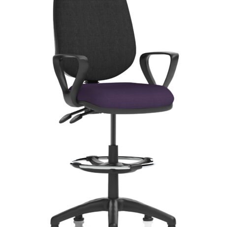 Eclipse Plus II Task Operator Chair in Bespoke Tansy Purple with black back and hi rise draughtsman kit.