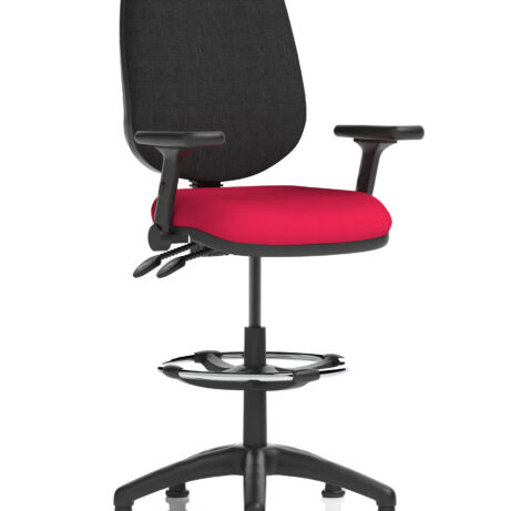 Eclipse Plus II Task Operator Office Chair in Bespoke Bergamot Cherry with a black back and hi-rise draughtsman kit.