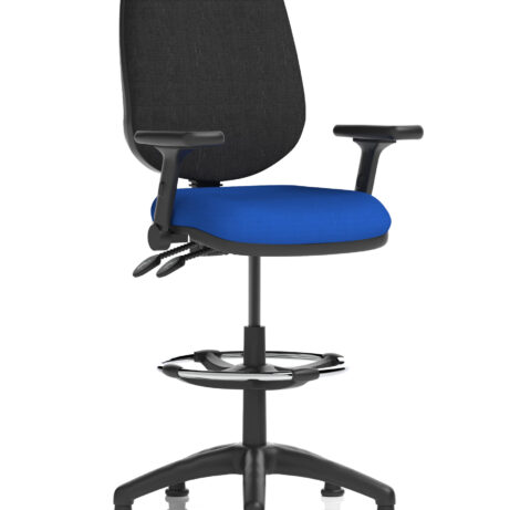 Eclipse Plus II Task Operator Chair in Bespoke Stevia Blue with black back and hi-rise draughtsman kit.
