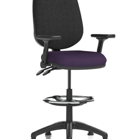 Eclipse Plus II Task Operator Chair in Bespoke Tansy Purple with black back and Hi Rise Draughtsman Kit.