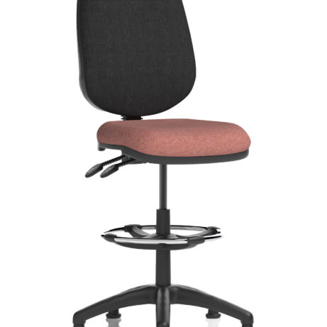 Eclipse Plus II Task Operator Chair with black back and bespoke rivet forge seat, featuring hi-rise draughtsman kit.