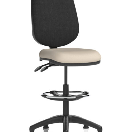 Eclipse Plus II Task Operator Office Chair in Bespoke Quest Salt with black back and hi rise draughtsman kit.