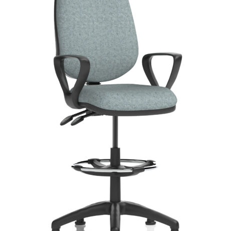 Eclipse Plus II Task Operator Chair in Bespoke Rivet Tensile with matching back and Hi Rise Draughtsman Kit.